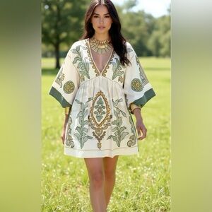 Sweet Clarise Embroidered Loose Fit Floral Mini Dress